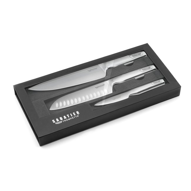 Coffret magnet avec 3 couteaux de cuisine - inox <span itemprop=