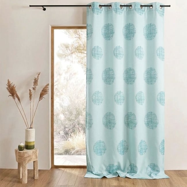 Rideau jacquard à motifs ronds chinés - HOME MAISON