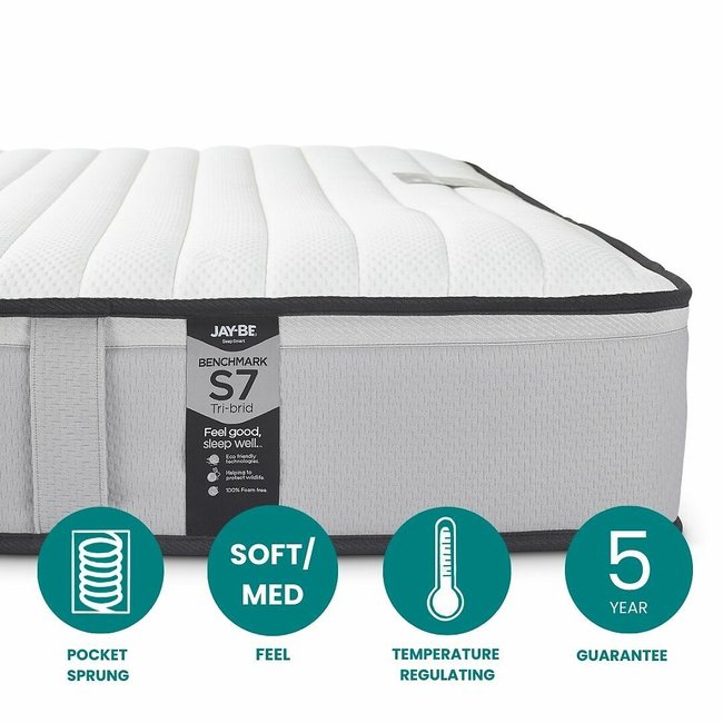 Jay-Be® Benchmark S7 Tri-brid Eco-Friendly Mattress, grey, JAY-BE