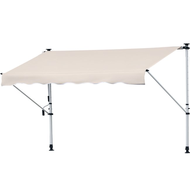 Auvent pare-soleil Aluminium Kaki, blanc crème <span itemprop=
