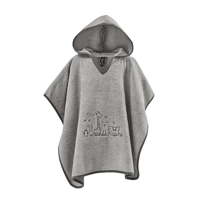 Poncho de bain enfant 4/8 ans BABY JUNGLE gris cendré <span itemprop=