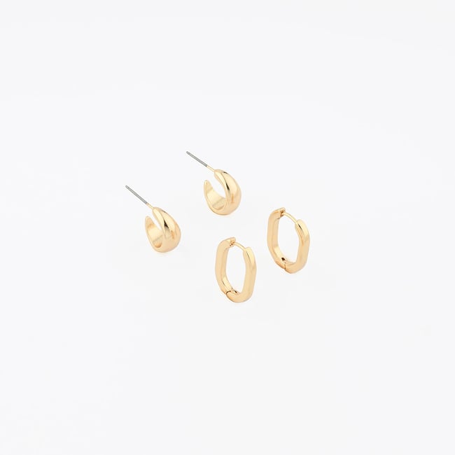 Set x2 paires de petites créoles dorées doré <span itemprop=
