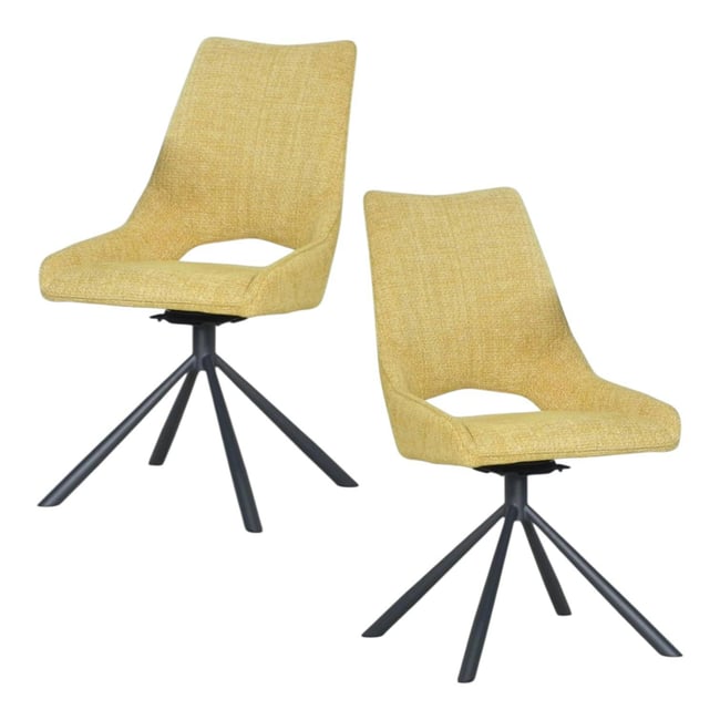 Chaise pivotante moderne en tissu (lot de 2) LIGURIE Couleur moutarde <span itemprop=