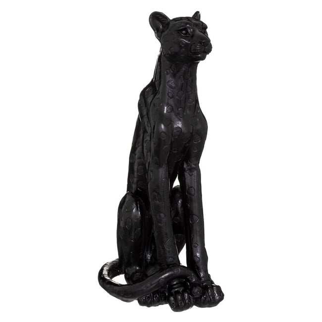 Statuette léopard artificiel Couleur noir <span itemprop=