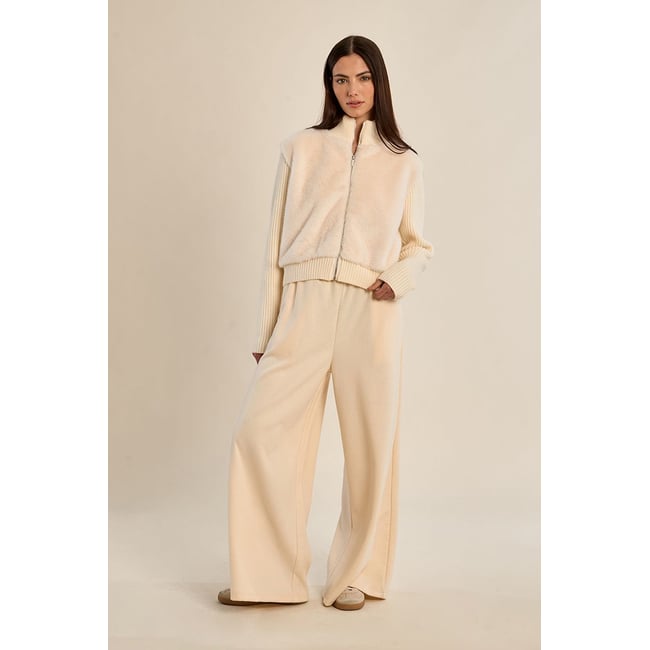 Pantalon jogger évasé cream <span itemprop=