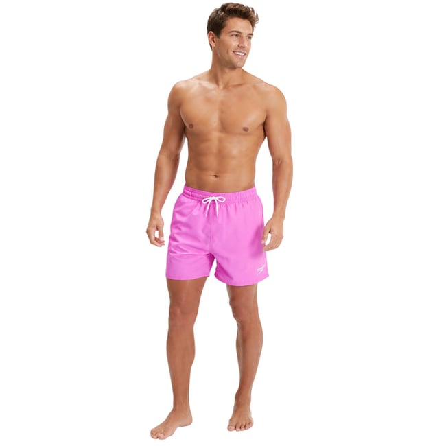 Short de bain uni à taille élastiquée ESSENTIAL rose <span itemprop=