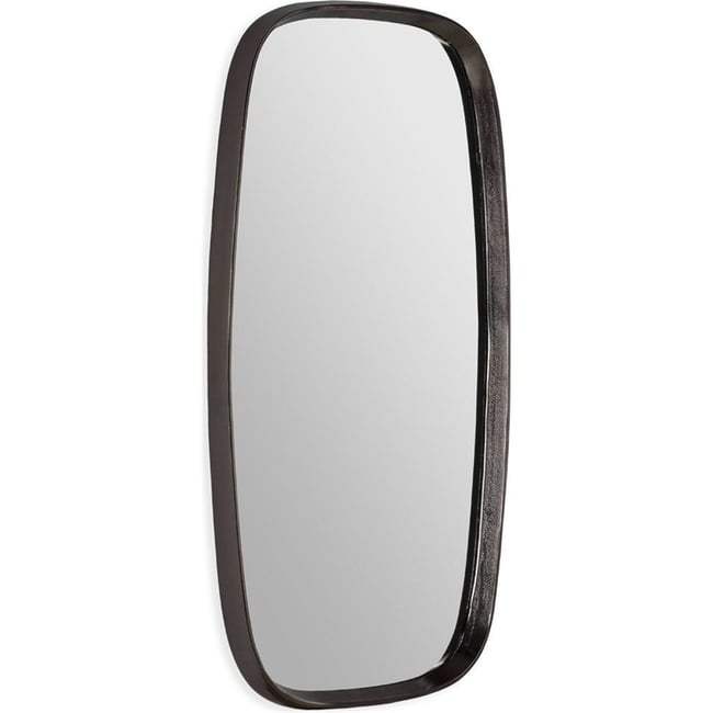 Miroir mural en verre, Angles arrondis Couleur noir <span itemprop=