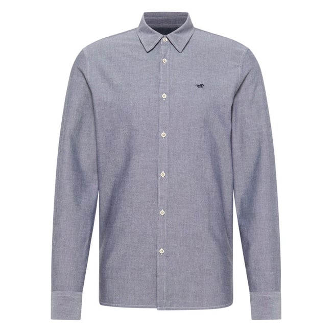 Chemise en coton bleu argenté avec un col chemise et boutonnière bleu argenté <span itemprop=