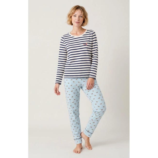 Pyjama en jersey de coton imprimé Tobbie ciel <span itemprop=