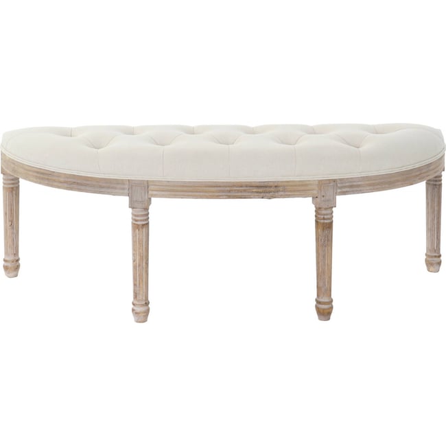 Banc d'entrée en hévéa, TRADICIONAL Couleur beige naturel velouté <span itemprop=