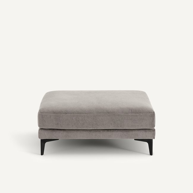 Repose-pieds en velours stone, MODERNISTE, design Emmanuel Gallina Couleur gris souris <span itemprop=