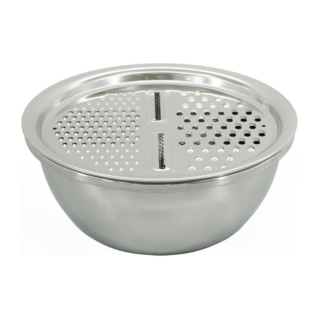 Set 3 en 1 Bol à Mixer, Râpe et Passoire 26 cm gris <span itemprop=