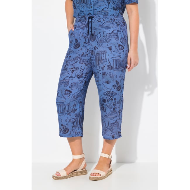 Jupe-culotte Rose. Taille élastique. Jambe bleu atlantique <span itemprop=
