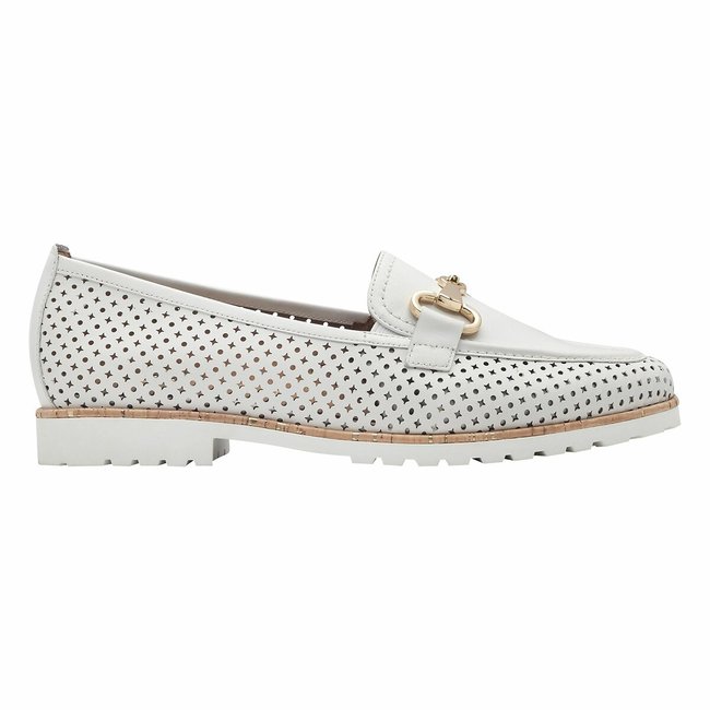 Mokassins, Leder mit Ajour-Muster weiss <span itemprop=