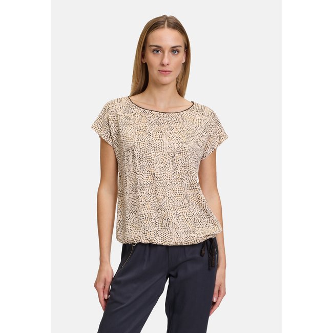 Haut imprimé à cordon coulissant sous tunnel blanc/marron <span itemprop=