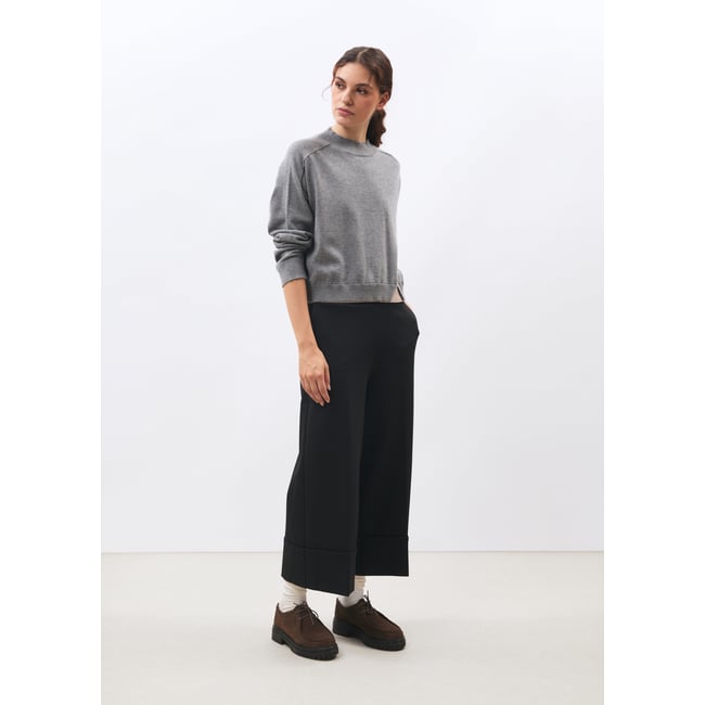 Pull manches longues en maille gris chine <span itemprop=