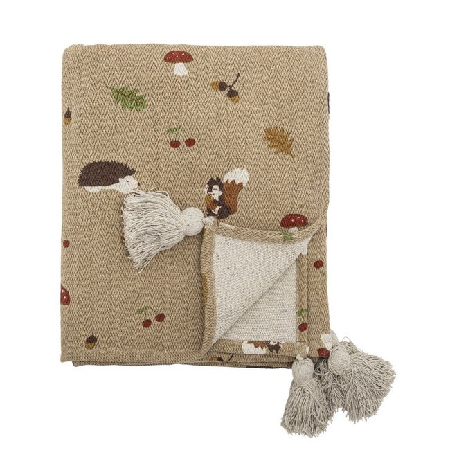 Plaid enfant coton recyclé  Fall marron clair <span itemprop=