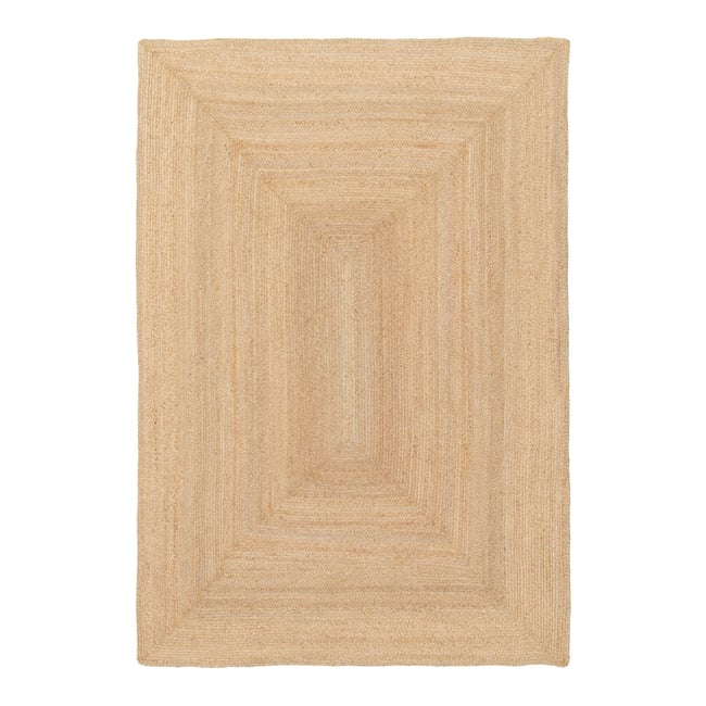 Tapis en jute tressé fait main INDIRA Couleur beige sable <span itemprop=