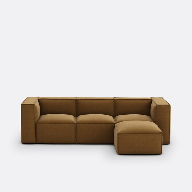 Sofá modular 3 plazas y puff reposapiés, tejido texturizado, Seven - LA REDOUTE INTERIEURS