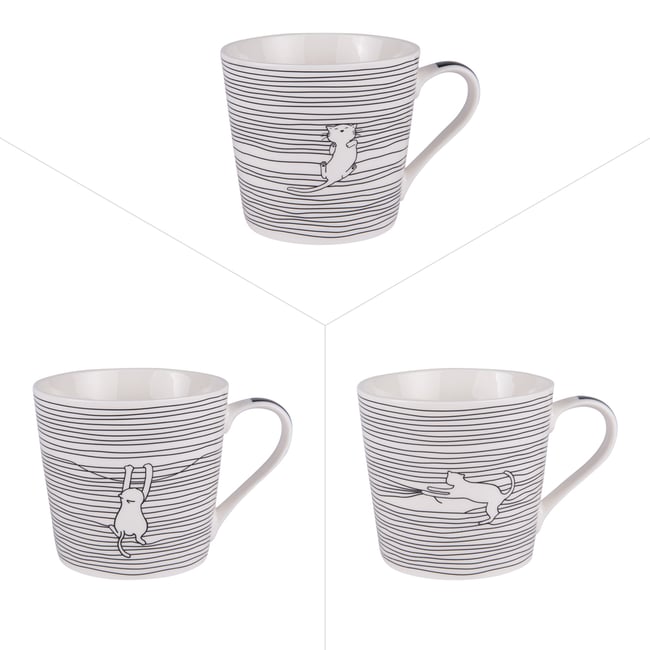 Mug Filo cats 40 cl (lot de 3) - FILO CATS Couleur blanc <span itemprop=