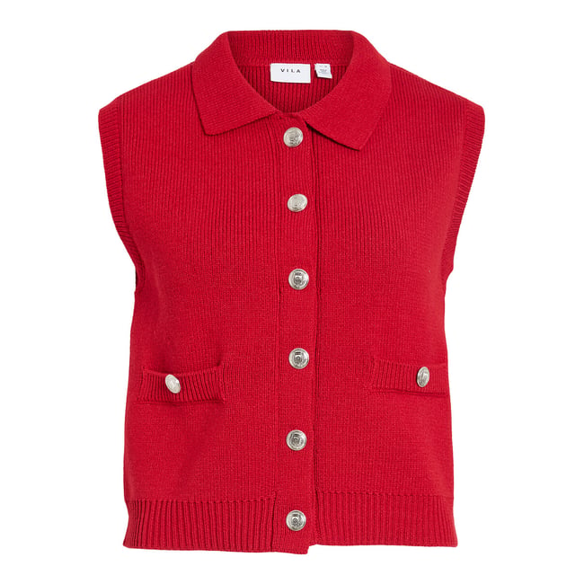 Gilet sans manches boutonné rouge <span itemprop=