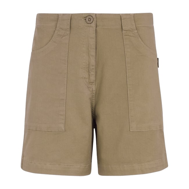Short uni à taille semi-élastiquée LIZA beige foncé <span itemprop=