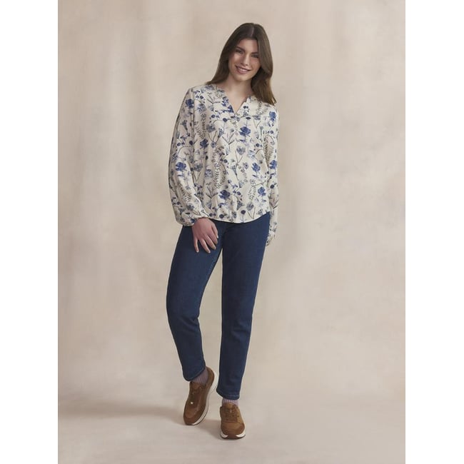 Blouse encolure ronde avec fente NOEMAMIS beige <span itemprop=