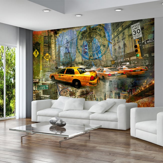 Papier peint intissé panoramique Street art Boundless New York Couleur multicouleur <span itemprop=