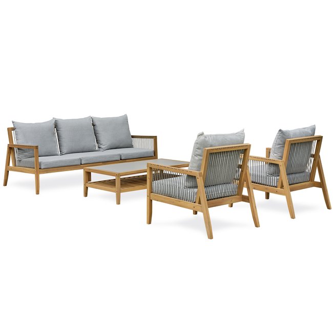 Salon de jardin bas 5 places FUNA marron <span itemprop=