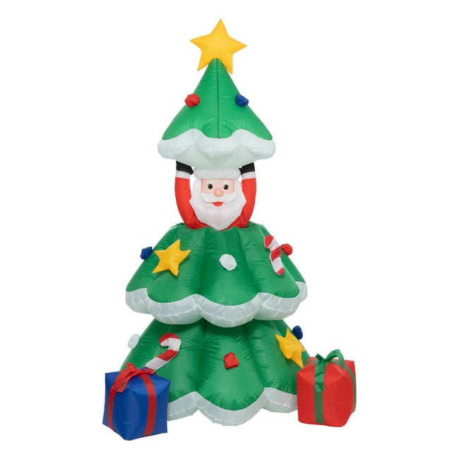 Décoration gonflable Père Noël et sapin H180cm à transfo Couleur multicolore <span itemprop=