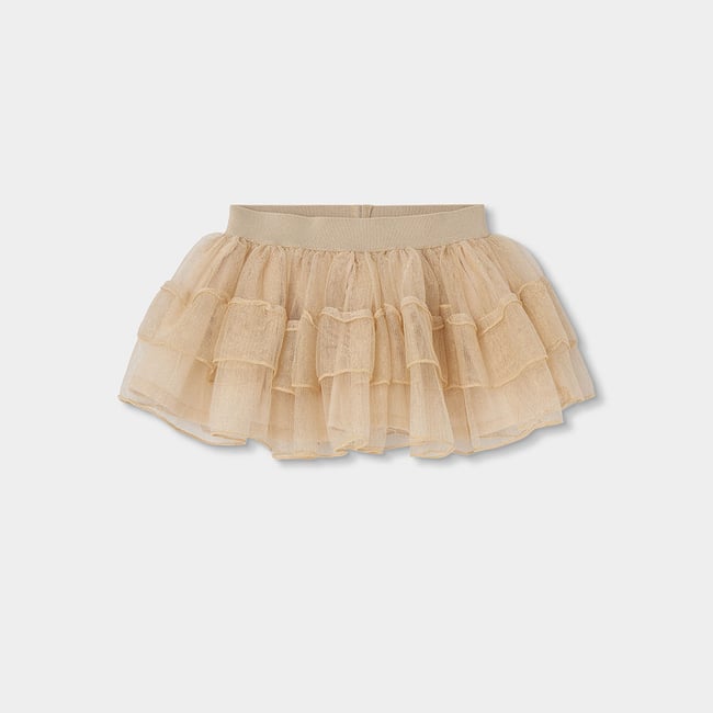 Jupe en tulle à volants beige <span itemprop=