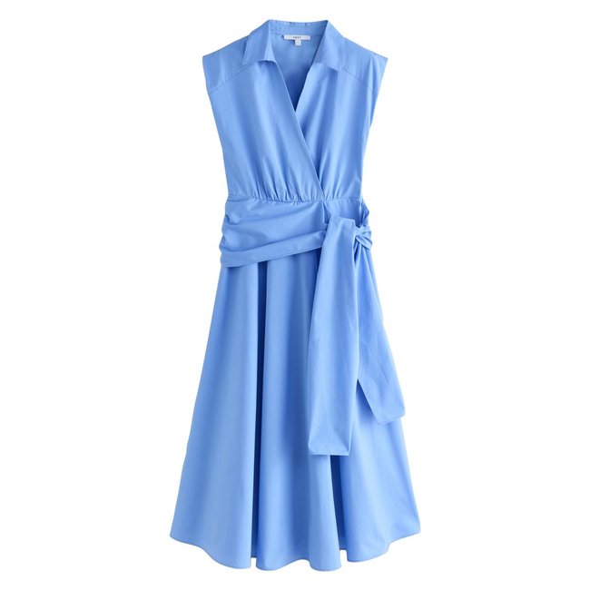 Robe chemise à mancherons bleu clair <span itemprop=