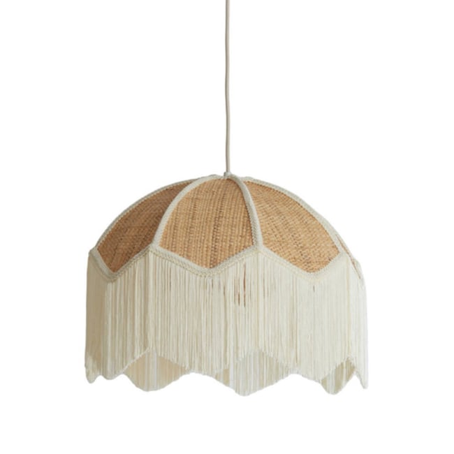 Suspension raphia et textile Malacia Couleur beige <span itemprop=