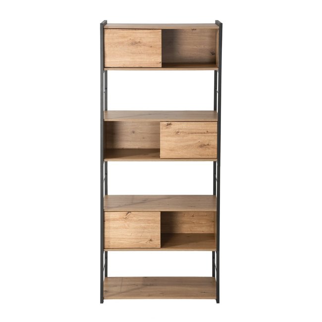 Etagère 3 portes coulissantes LENNY Couleur bois clair <span itemprop=