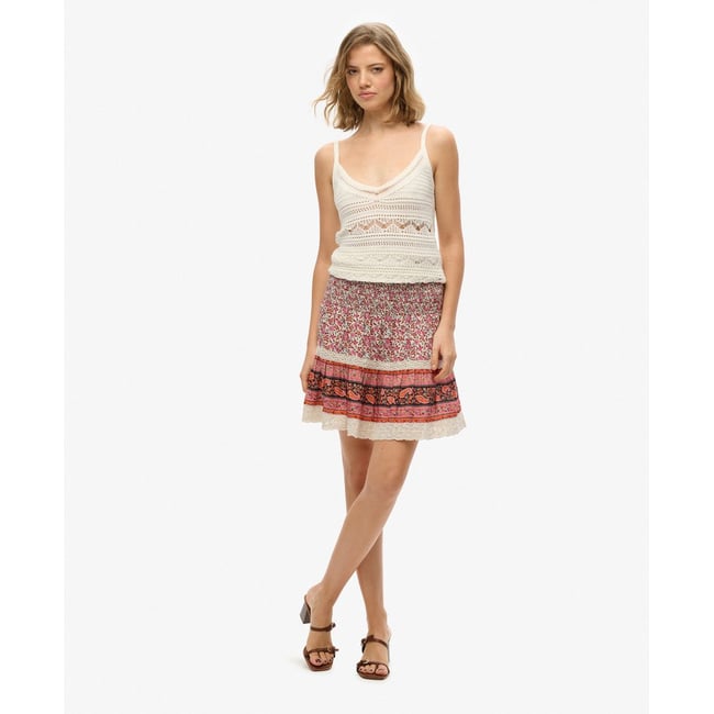 Mini-jupe patchwork rose sister floral <span itemprop=