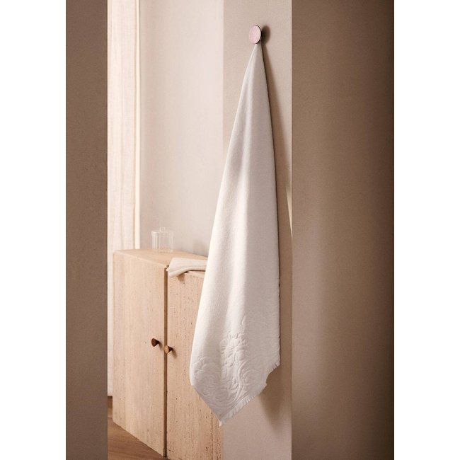Serviette de bain à bordure florale blanc <span itemprop=