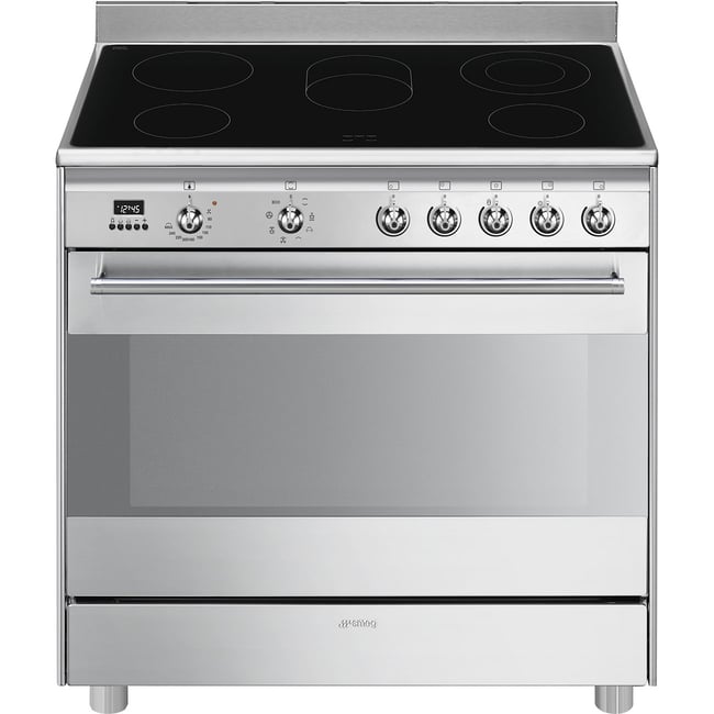Piano de cuisson vitrocéramique 5 feux 90 cm inox satiné <span itemprop=