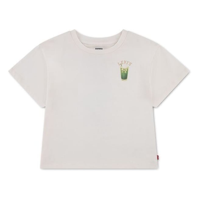 T-shirt manches courtes, coupe oversize, imprimé thé glacé devant et au dos ecru <span itemprop=