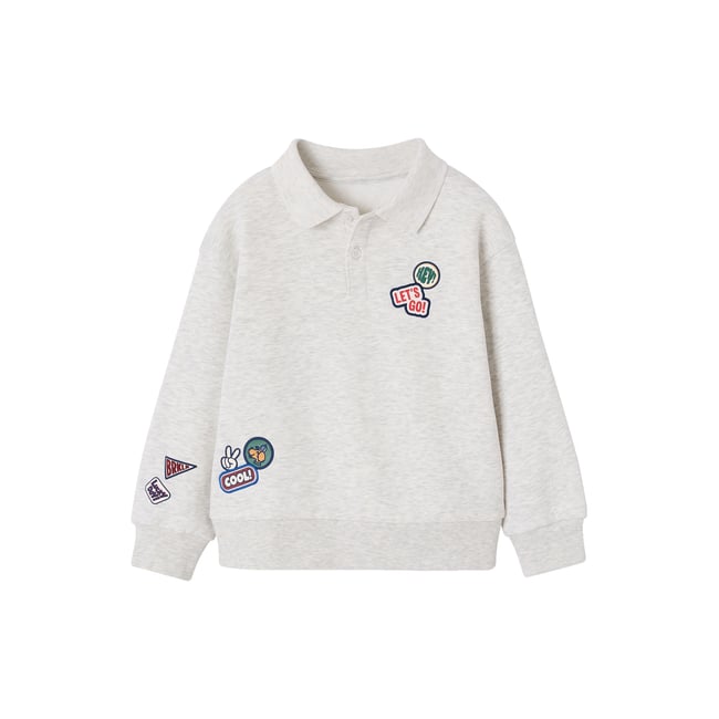 Sweat polo gris chiné <span itemprop=