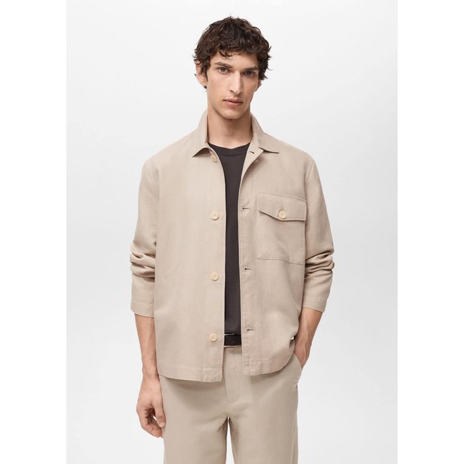Surchemise en lin straight-fit sable <span itemprop=