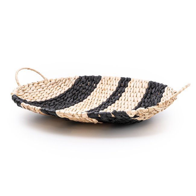 35cm Rush Woven Decorative Plate, black, SO'HOME