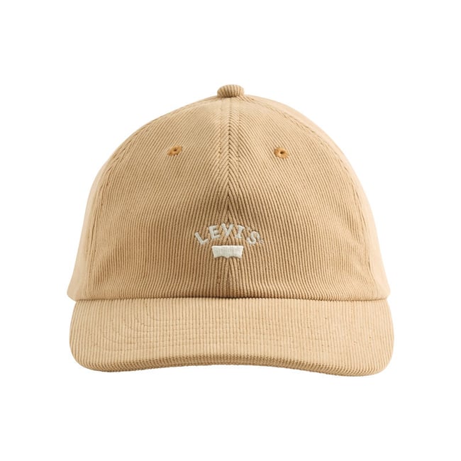 Casquette beige unie en velours côtelé pourvue du logo de la marque beige <span itemprop=