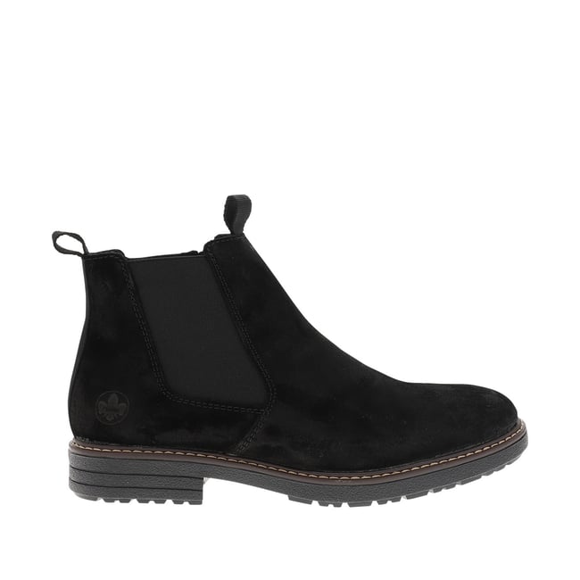 Boots en cuir noir munies d'un zip et d'un soufflet élastiqué - RIEKER