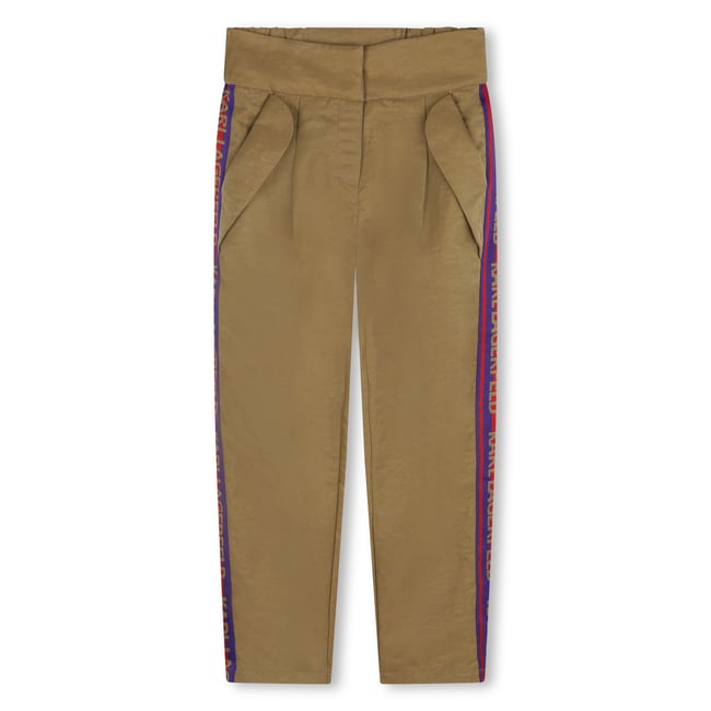 Pantalon avec bandes rayées camel <span itemprop=