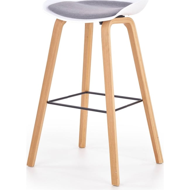 Tabouret de bar collection DOCES Couleur blanc et gris avec pieds bois clair <span itemprop=