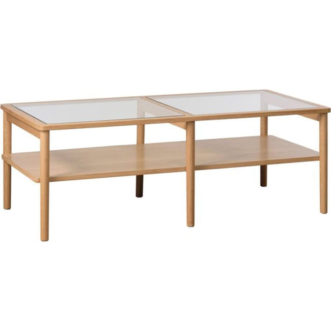 Table basse chêne et verre trempé NULLET Couleur chêne naturel <span itemprop=