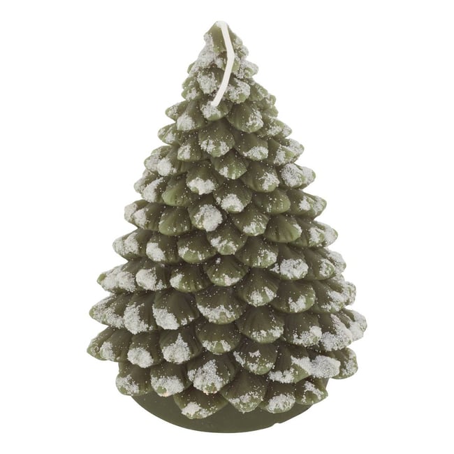 Bougie en forme de sapin H. 15 cm 370 g Couleur vert <span itemprop=