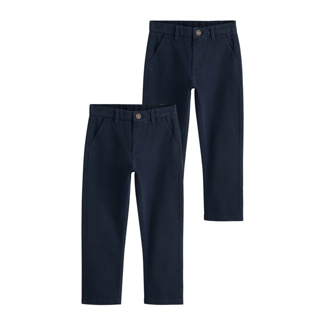 Pantalon chino standard stretch, lot de 2 bleu marine <span itemprop=