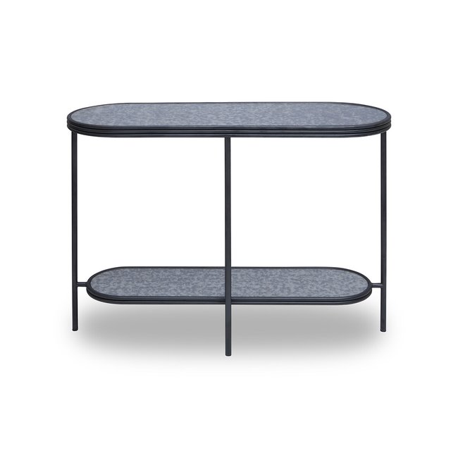 Antique Smoked Mirror Oval Console Table, black, SO'HOME
