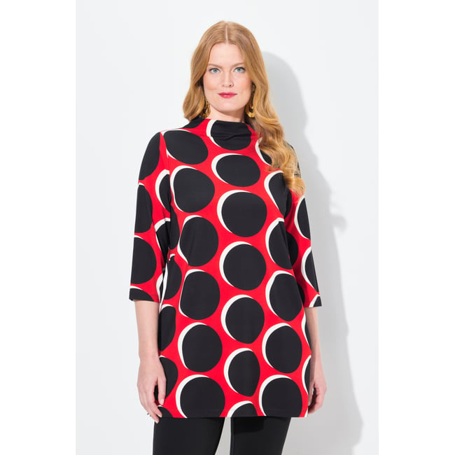 Sweat-shirt manches 3/4, motif à gros pois salsa <span itemprop=